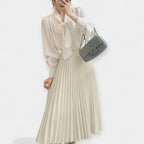 Elegante Gonna Lunga Plissettata in Satin: Stile e Comfort per Ogni Occasione!