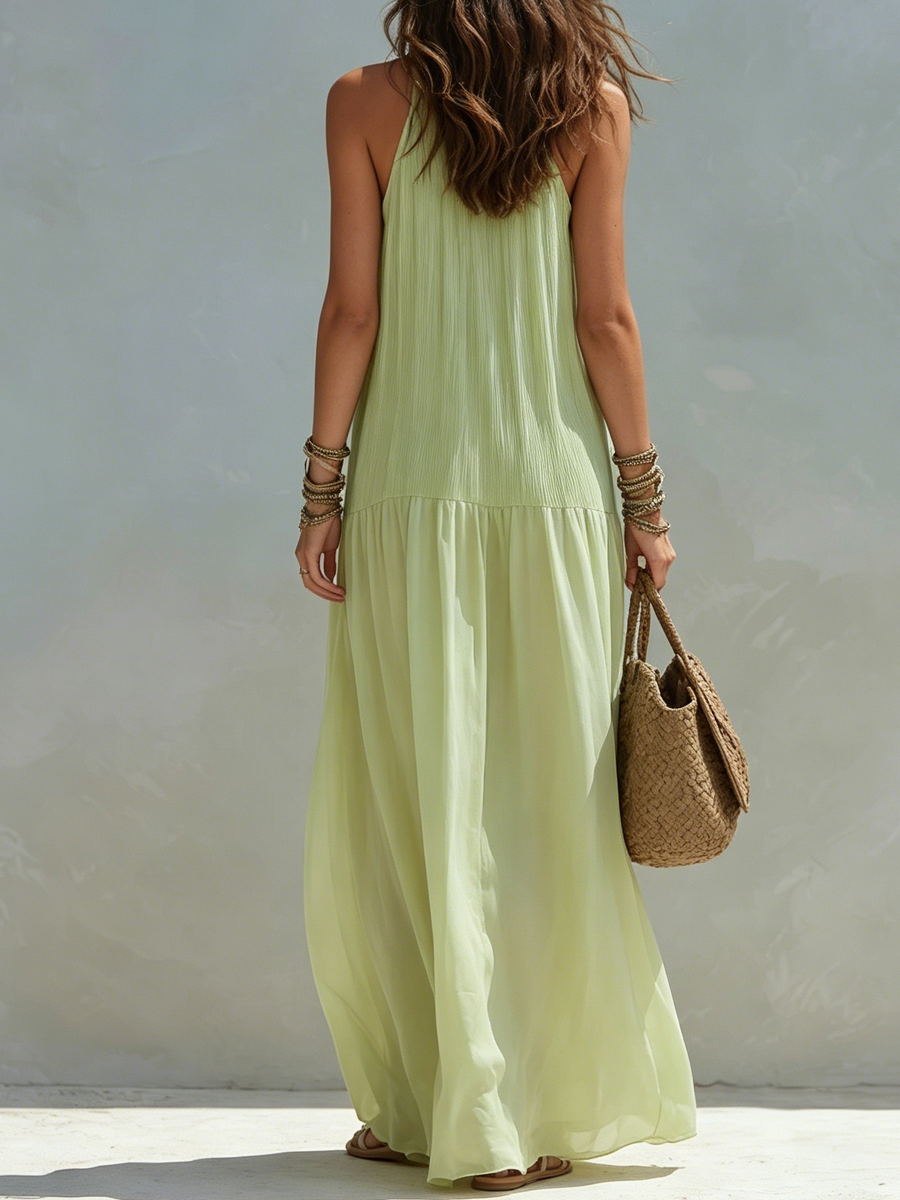 LIVIA | Maxi Abito Boho Verde Pistacchio - Stile Unico per Ogni Occasione!