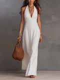 ELORA | Maxi Abito Halter in Avorio Elegante