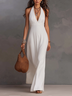 ELORA | Maxi Abito Halter in Avorio Elegante