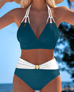 Tuuli™ | Costume da Bagno Alta Vita con Spalline Doppie e Colori a Contrasto - Stile e Comfort per l'Estate!