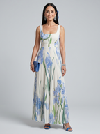 Ophelia | Abito Midi Senza Maniche con Scollatura Quadrata e Stampa Floreale - Eleganza Primaverile!