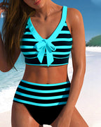 ALINA™ | Bikini a Strisce con Vita Alta - Stile e Comfort per l'Estate!