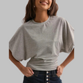 RAZI™ | Maglietta casual, dalla linea aderente, con maniche a tre quarti e scollo rotondo