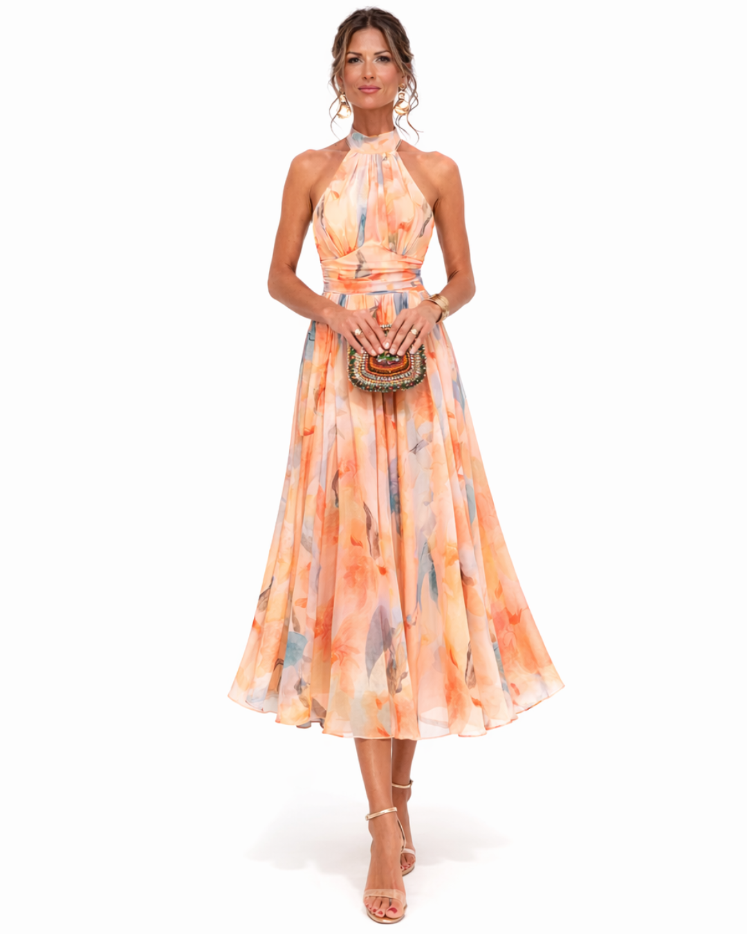 Aurora | Abito Halter con Stampa Acquerello - Eleganza e Stile Unici