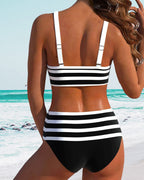ALINA™ | Bikini a Strisce con Vita Alta - Stile e Comfort per l'Estate!
