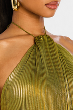 Abito Halter Metallico Emma con Schiena Scoperta - Eleganza e Stile Unici!