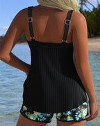 THERESA™ | Tankini a Righe Chic con Parte Inferiore a Due Pezzi