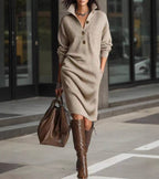 Scarlett | Abito Invernale Elegante con Bottoni - Stile e Comfort per la Stagione Fredda!