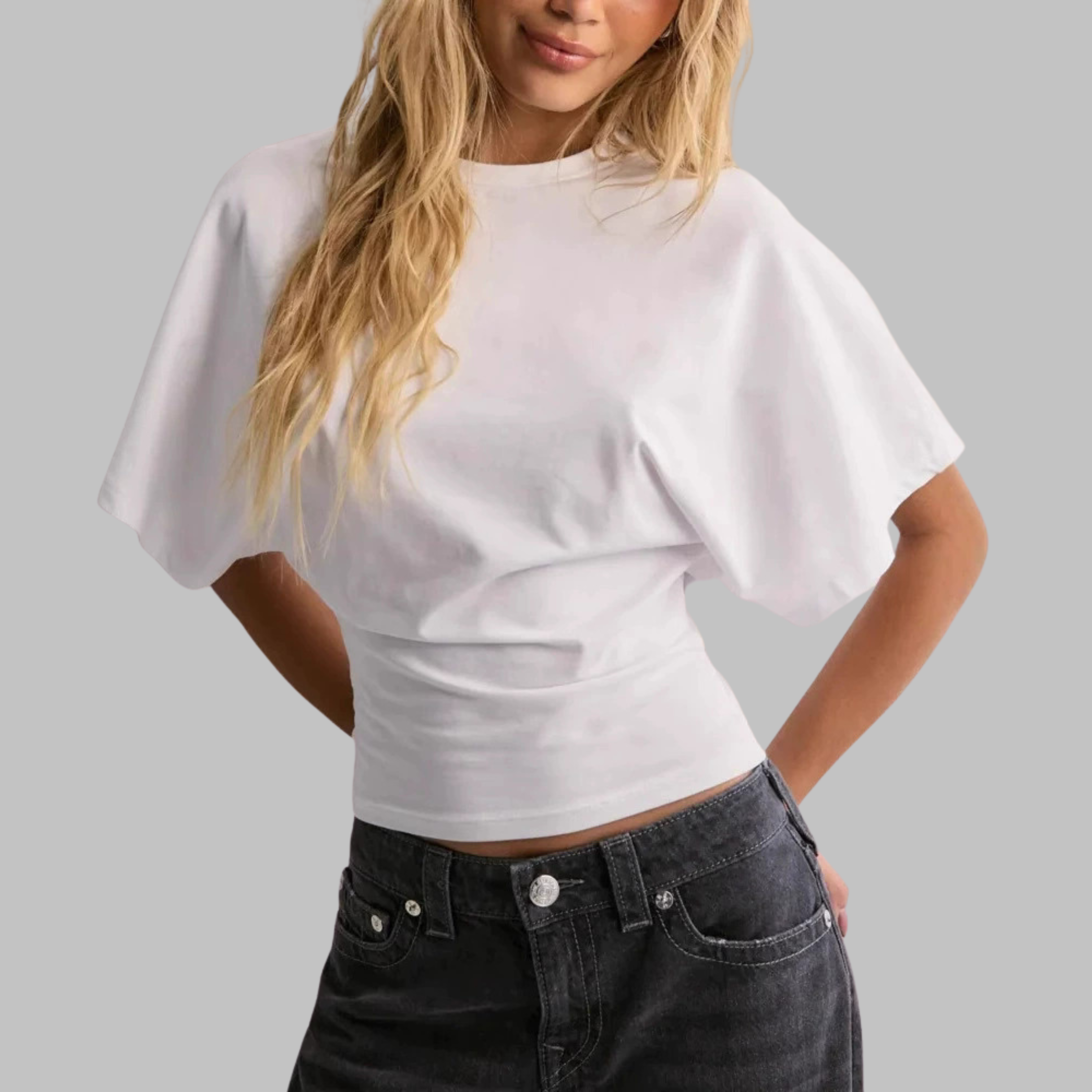 RAZI™ | Maglietta casual, dalla linea aderente, con maniche a tre quarti e scollo rotondo