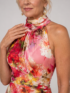 Elisabetta | Abito Maxi Floreale con Collo Halter - Eleganza e Stile per Ogni Occasione!