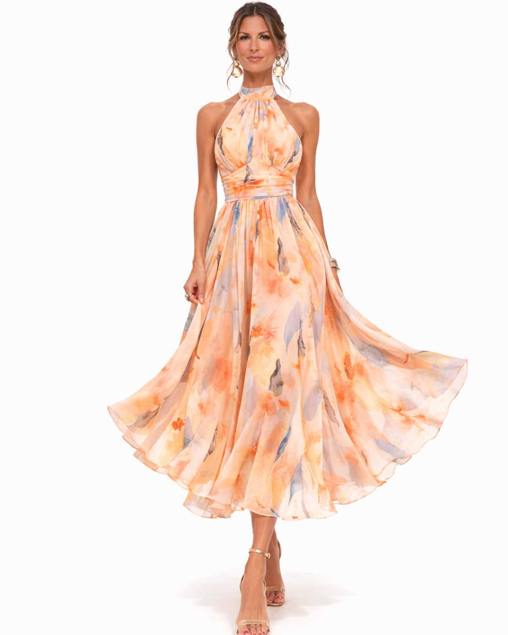 Aurora | Abito Halter con Stampa Acquerello - Eleganza e Stile Unici