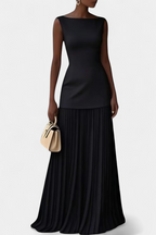 Abito da Sera Lungo in Chiffon Pieghettato Silvana - Eleganza Senza Tempo