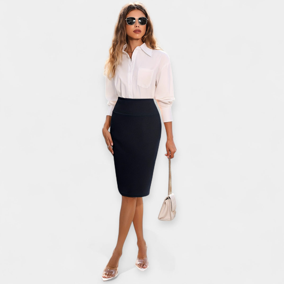 Elegante Gonna Midi a Vita Alta - Stile e Comfort per Ogni Occasione!
