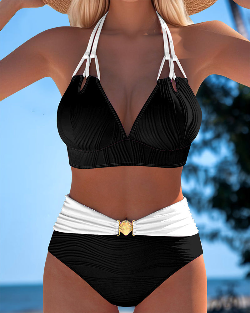 Tuuli™ | Costume da Bagno Alta Vita con Spalline Doppie e Colori a Contrasto - Stile e Comfort per l'Estate!