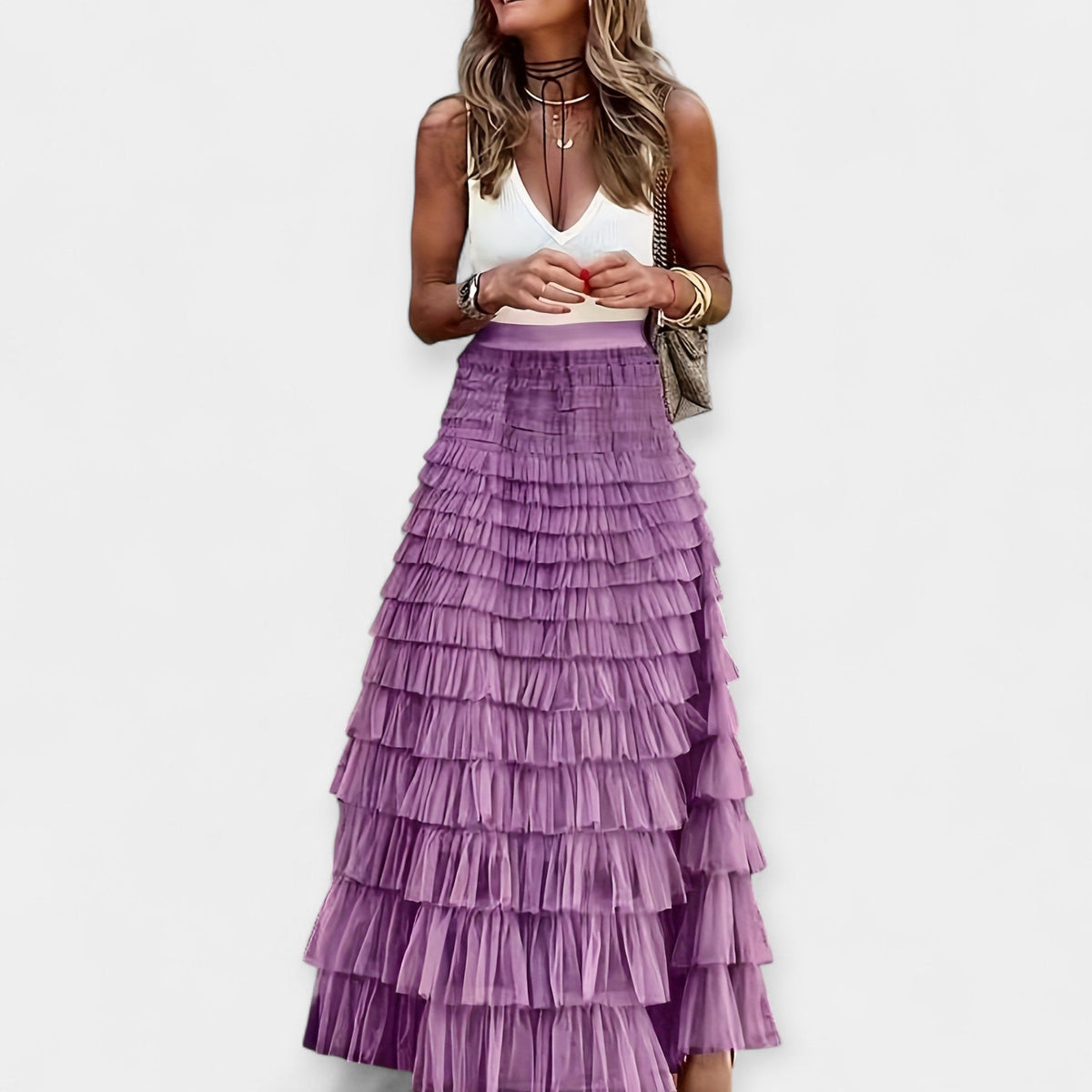 Stupenda Gonna Boho in Raso: Eleganza e Stile Unico