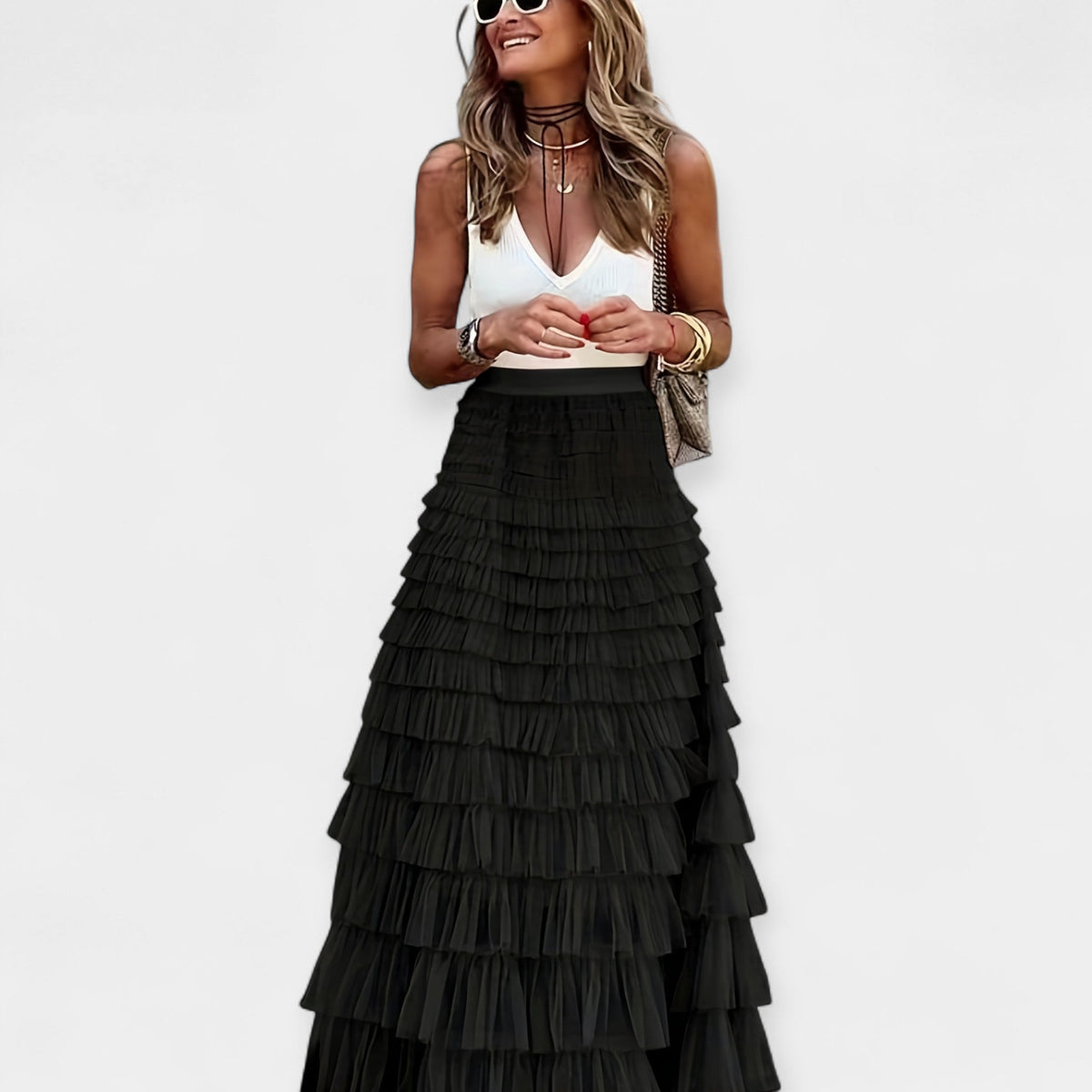 Stupenda Gonna Boho in Raso: Eleganza e Stile Unico