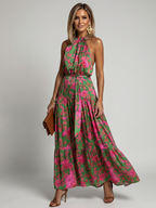 Rosa | Abito Midi Drappeggiato con Scollo Halter - Eleganza e Stile per Ogni Occasione!