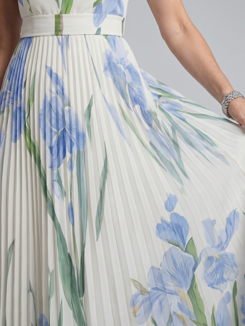 Ophelia | Abito Midi Senza Maniche con Scollatura Quadrata e Stampa Floreale - Eleganza Primaverile!