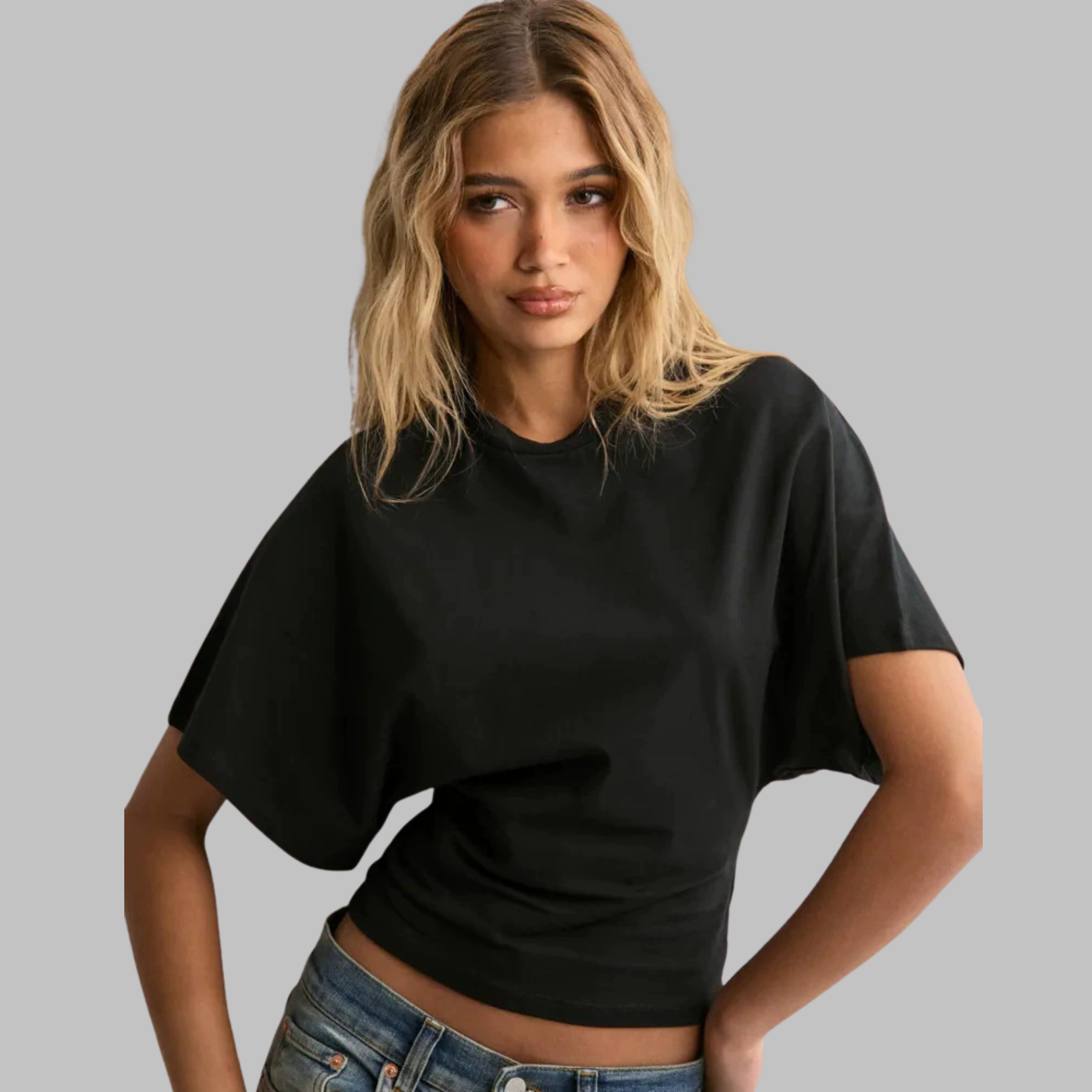 RAZI™ | Maglietta casual, dalla linea aderente, con maniche a tre quarti e scollo rotondo