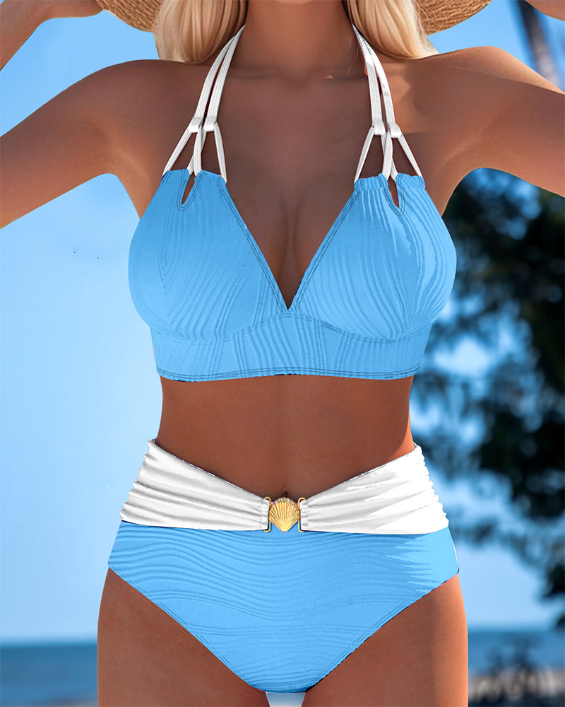 Tuuli™ | Costume da Bagno Alta Vita con Spalline Doppie e Colori a Contrasto - Stile e Comfort per l'Estate!