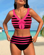ALINA™ | Bikini a Strisce con Vita Alta - Stile e Comfort per l'Estate!