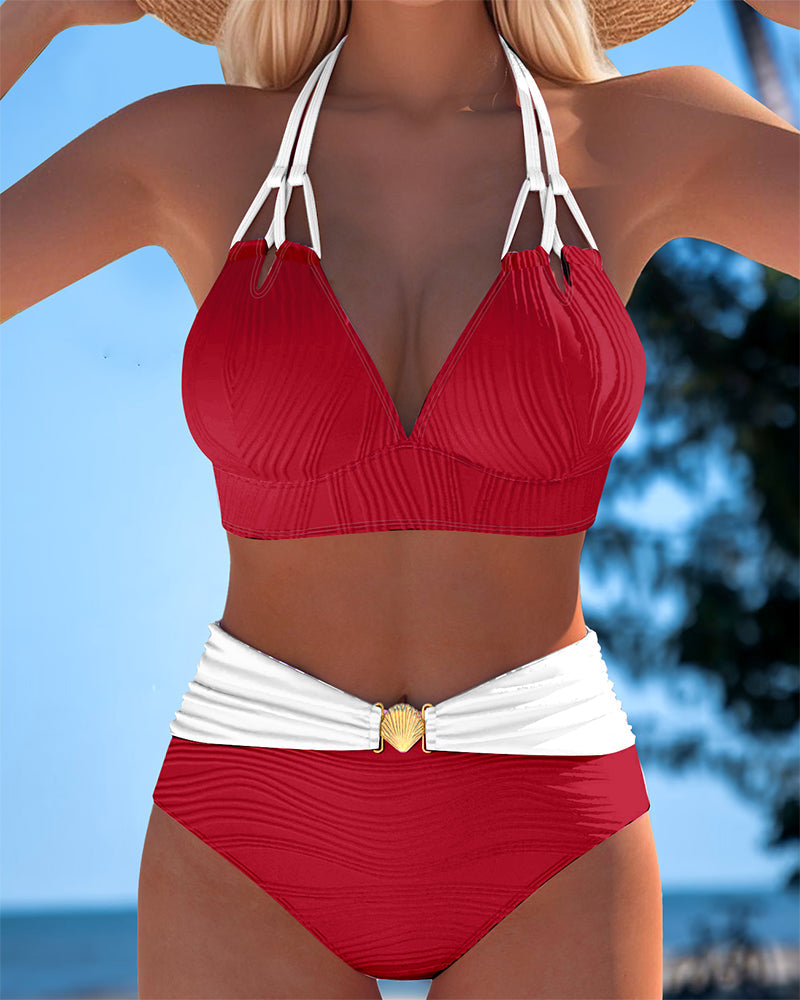Tuuli™ | Costume da Bagno Alta Vita con Spalline Doppie e Colori a Contrasto - Stile e Comfort per l'Estate!