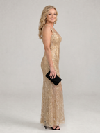 Sirea | Abito Midi Senza Maniche con Pannelli Trasparenti e Paillettes - Eleganza Brillante per Ogni Occasione!