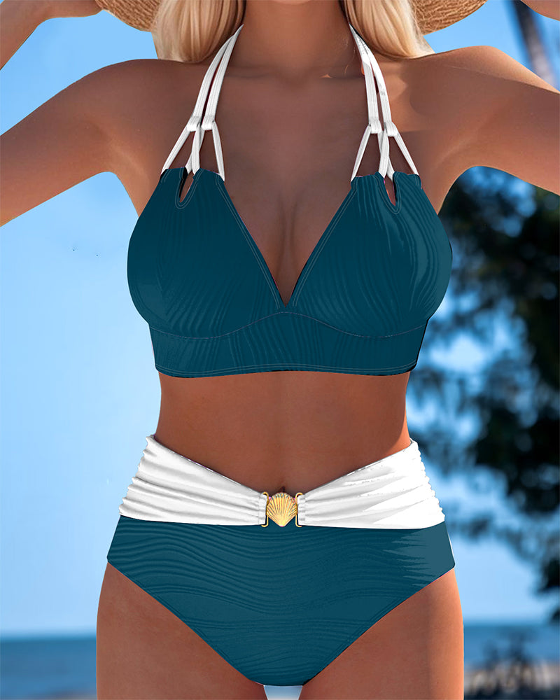 Tuuli™ | Costume da Bagno Alta Vita con Spalline Doppie e Colori a Contrasto - Stile e Comfort per l'Estate!