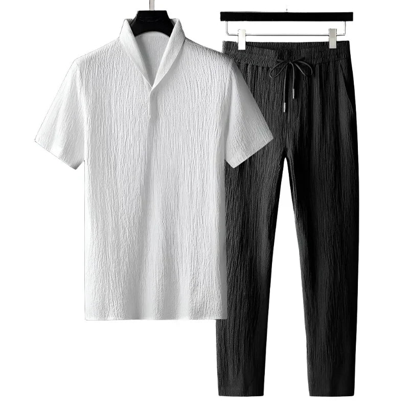 Set Elegante: Polo e Pantaloni in Cotone per un Look Fresco e Confortevole