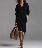 Scarlett | Abito Invernale Elegante con Bottoni - Stile e Comfort per la Stagione Fredda!
