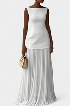 Abito da Sera Lungo in Chiffon Pieghettato Silvana - Eleganza Senza Tempo