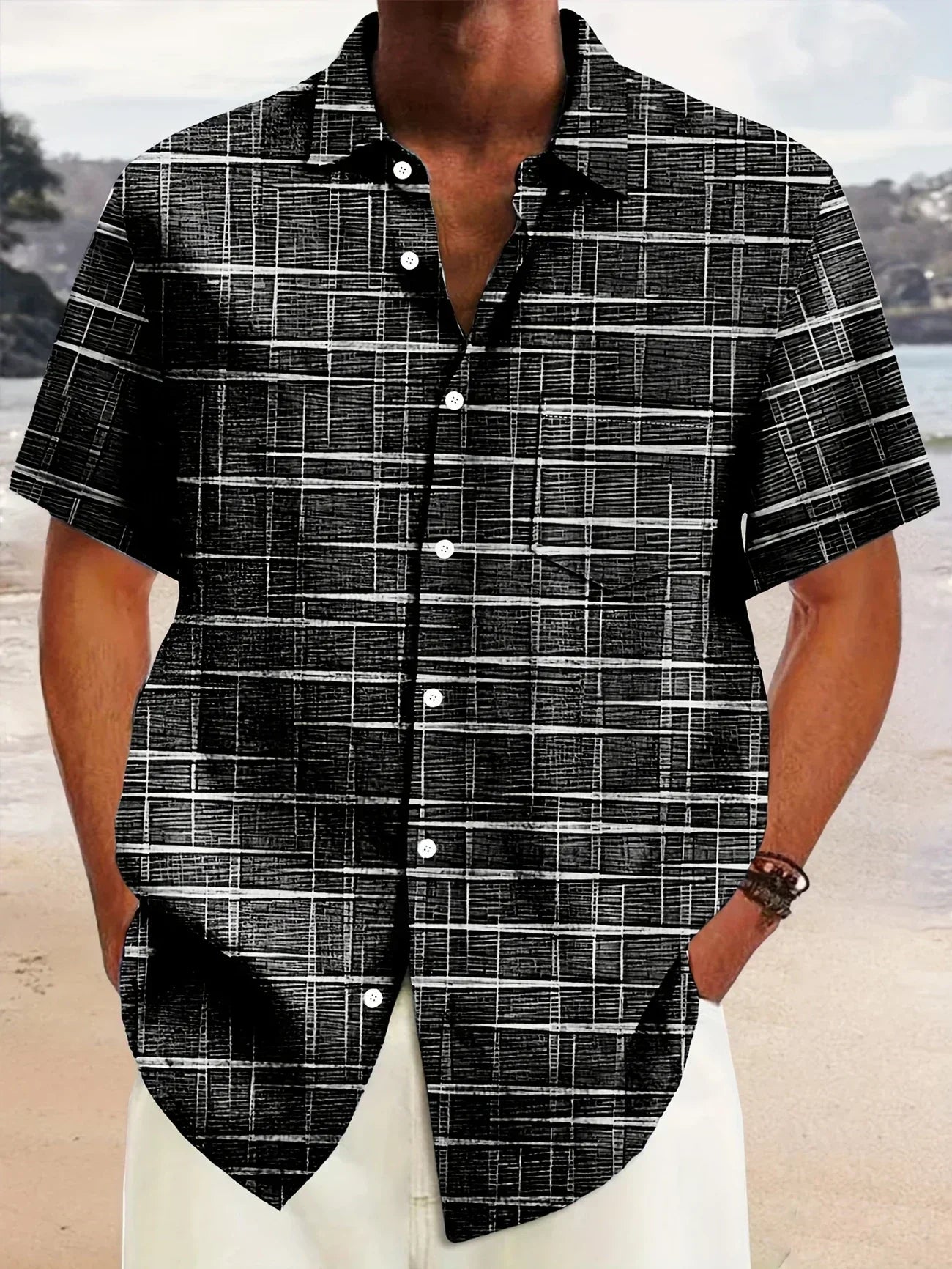 Camicia Haroyan Trendy con Motivo a Righe e Quadri - Stile Unico per Ogni Occasione!