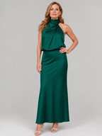 Nopal | Vestito Midi Senza Maniche con Collo Drappeggiato - Eleganza e Stile per Ogni Occasione!