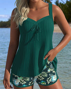 THERESA™ | Tankini a Righe Chic con Parte Inferiore a Due Pezzi