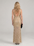 Sirea | Abito Midi Senza Maniche con Pannelli Trasparenti e Paillettes - Eleganza Brillante per Ogni Occasione!