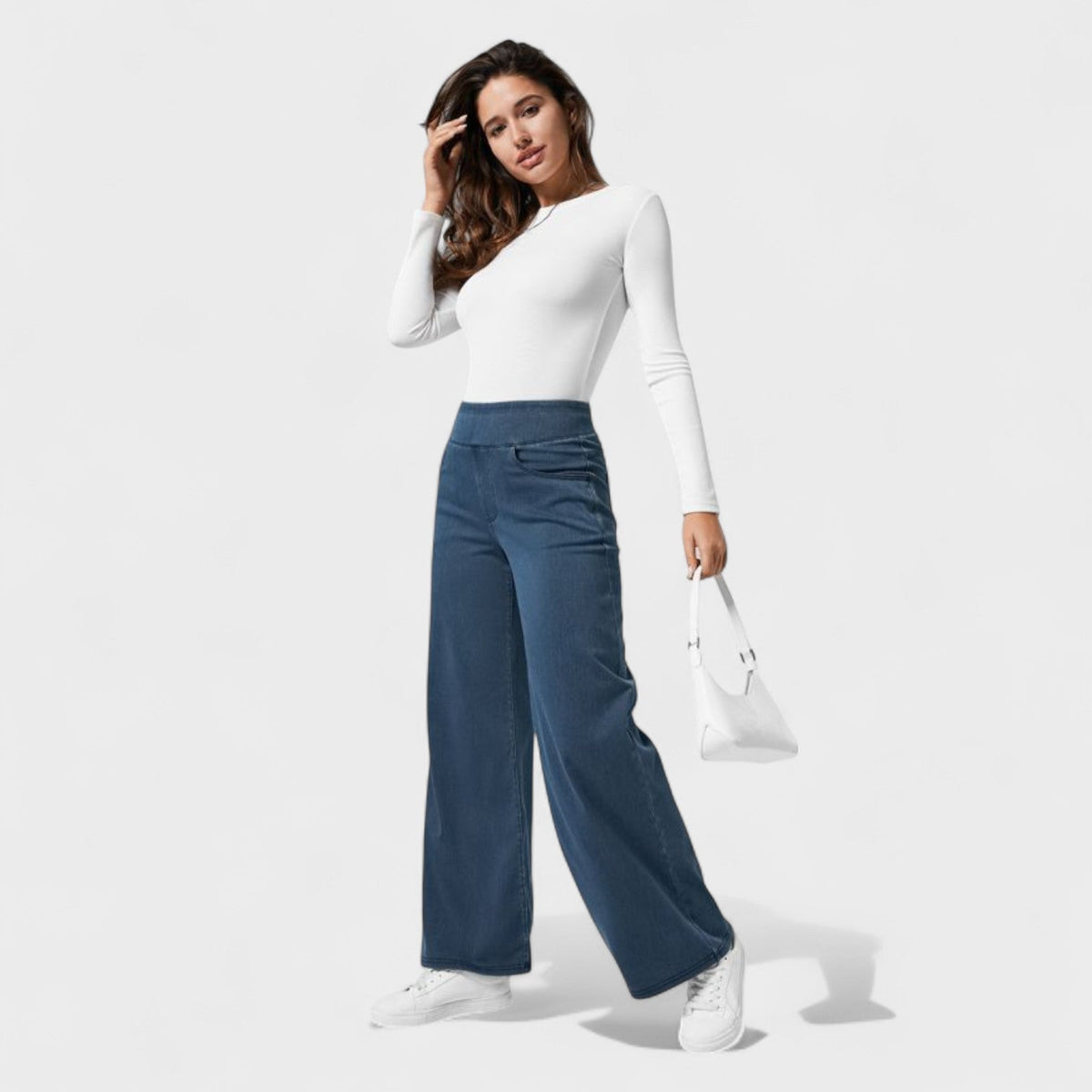 Irene - Pantaloni Denim a Gamba Larga: Stile e Comfort per Ogni Occasione!
