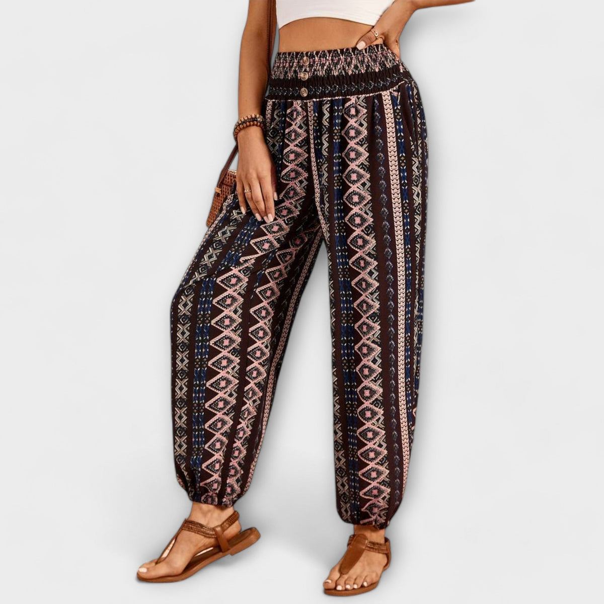 Escarlete - Pantaloni Etnici alla Moda con Grafica Unica