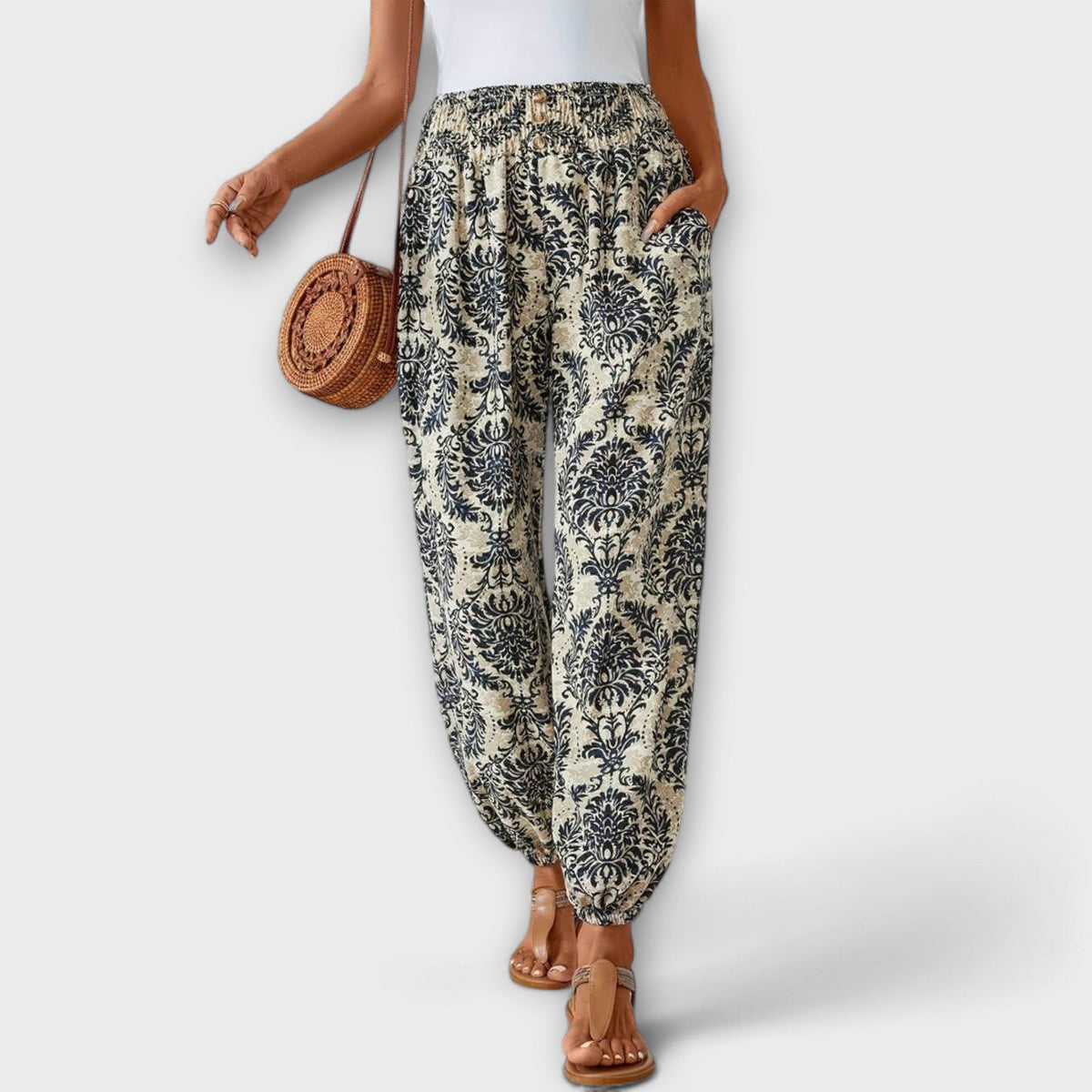Escarlete - Pantaloni Etnici alla Moda con Grafica Unica