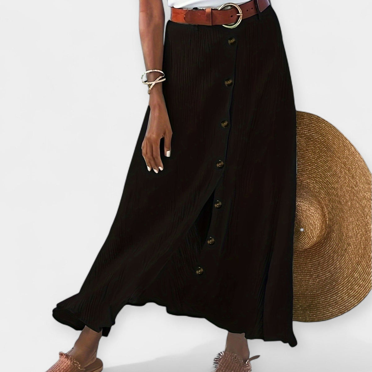 Elegante Gonna Lunga Semi Trasparente con Spacco: Stile e Femminilità
