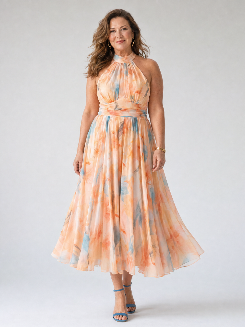 Elin | Abito Midi Elegante con Scollo Halter per un Look Chic