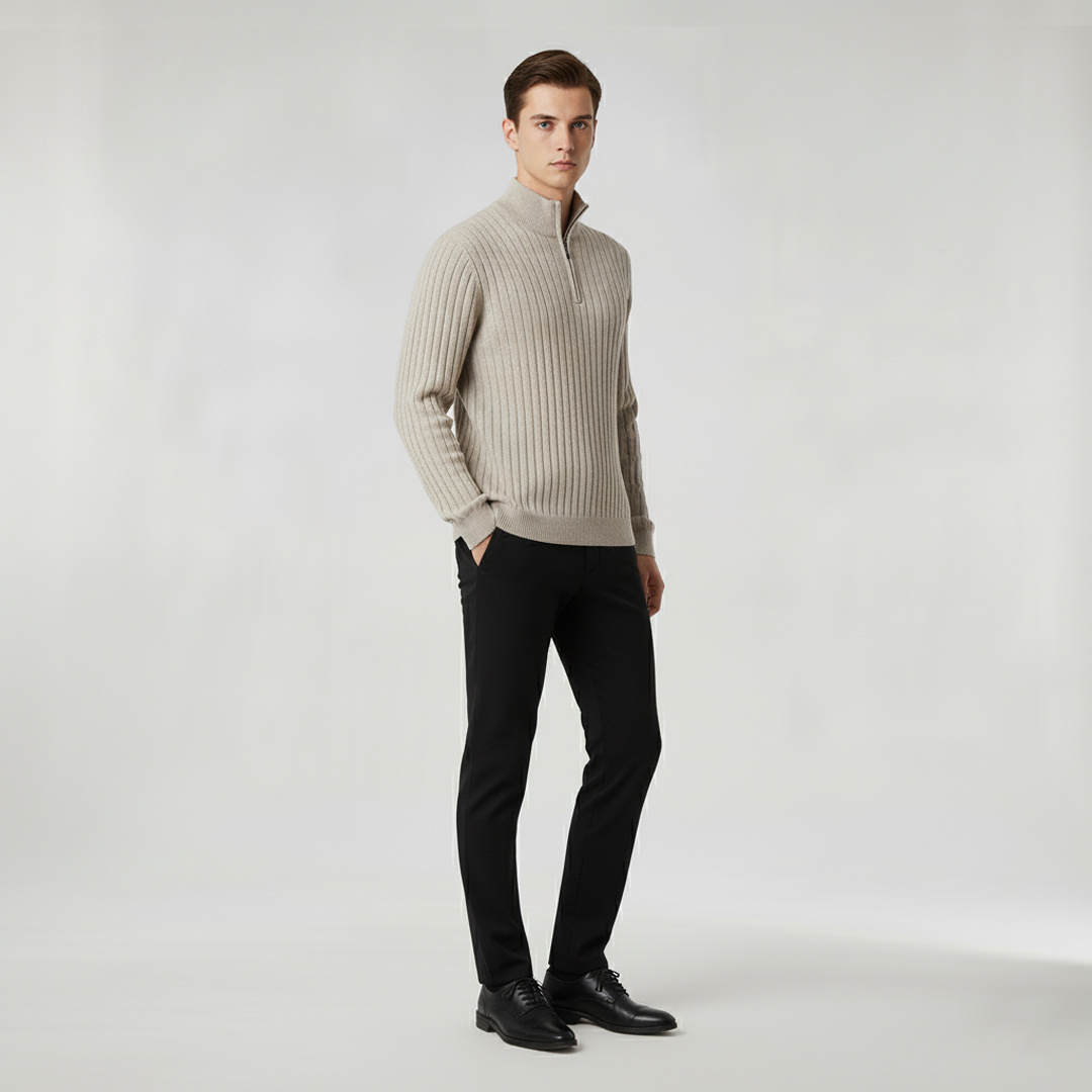 ZERMATT Maglione Mezza Zip Collo Alto - Stile e Comfort per l'Inverno