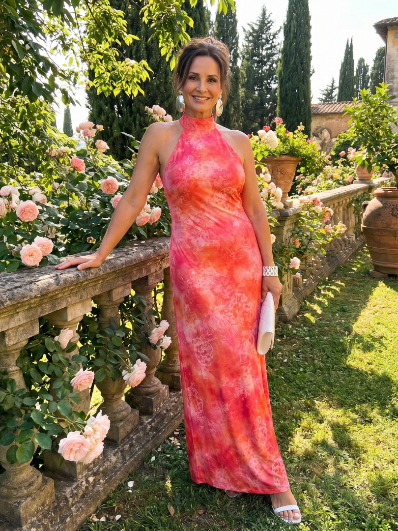 Coraline | Maxi Abito Scollo All'Americana con Stampa Unica - Stile e Comfort