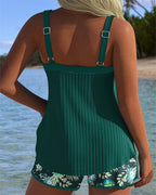 THERESA™ | Tankini a Righe Chic con Parte Inferiore a Due Pezzi