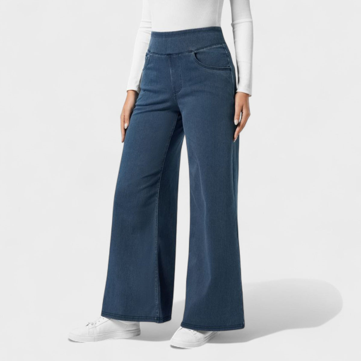 Irene - Pantaloni Denim a Gamba Larga: Stile e Comfort per Ogni Occasione!