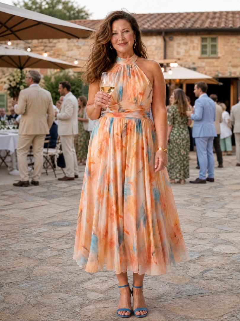 Elin | Abito Midi Elegante con Scollo Halter per un Look Chic