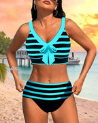 ALINA™ | Bikini a Strisce con Vita Alta - Stile e Comfort per l'Estate!