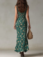 Zara | Abito Maxi Boho Retrò con Maniche a Rouches e Spacco Alto - Stile Unico per Ogni Occasione!