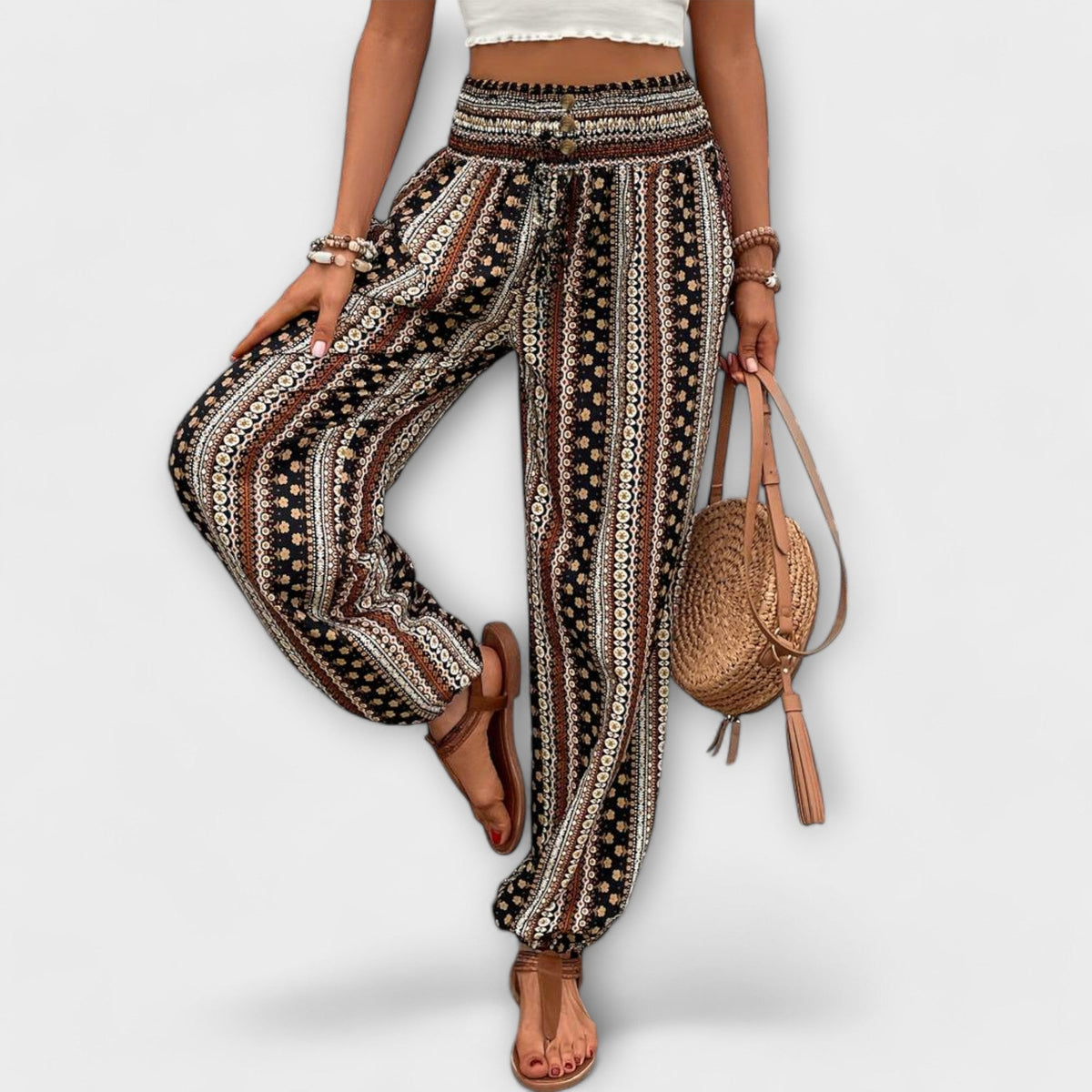 Escarlete - Pantaloni Etnici alla Moda con Grafica Unica