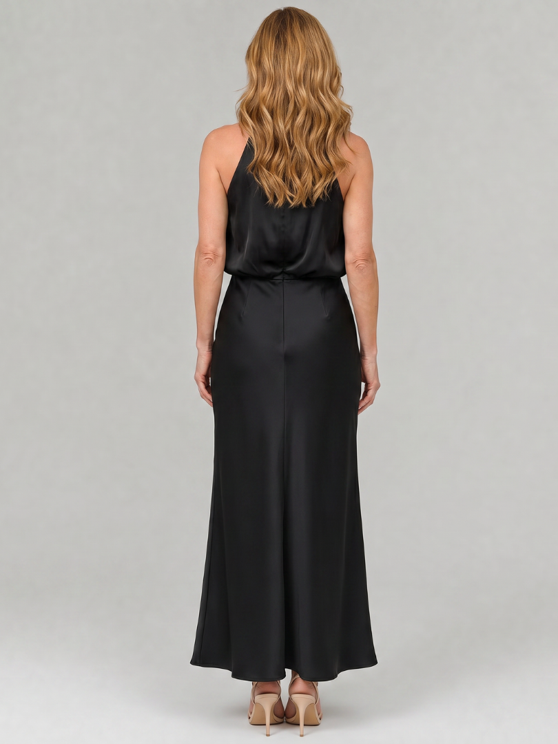 Nopal | Vestito Midi Senza Maniche con Collo Drappeggiato - Eleganza e Stile per Ogni Occasione!